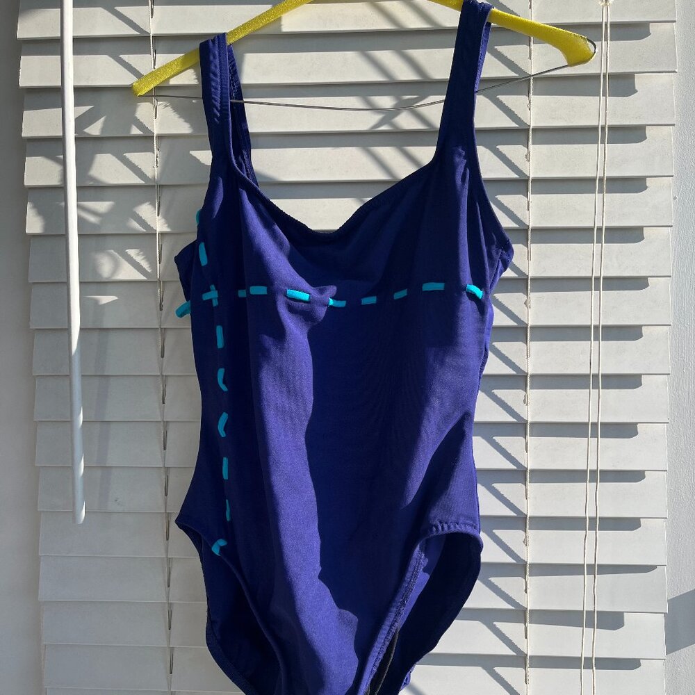 90s vintage blue miracle swim one-piece swimsuit
